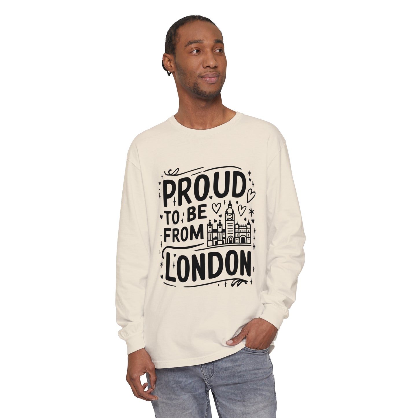 Unisex Garment-dyed Long Sleeve T-Shirt - Proud to be from London