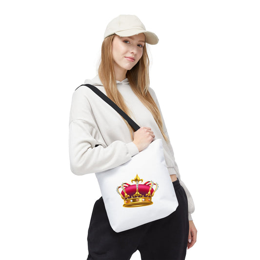Crown Tote Bag, Royalty Gift, Shopping Bag, Fun Outing Accessory, Cute Emoji Bag, Trendy Reusable Bag