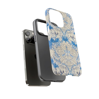 Elegant Floral Phone Case, Tough iPhone Cover, Stylish Mobile Protector, Blue Patterned Case, Unique Gift for Her