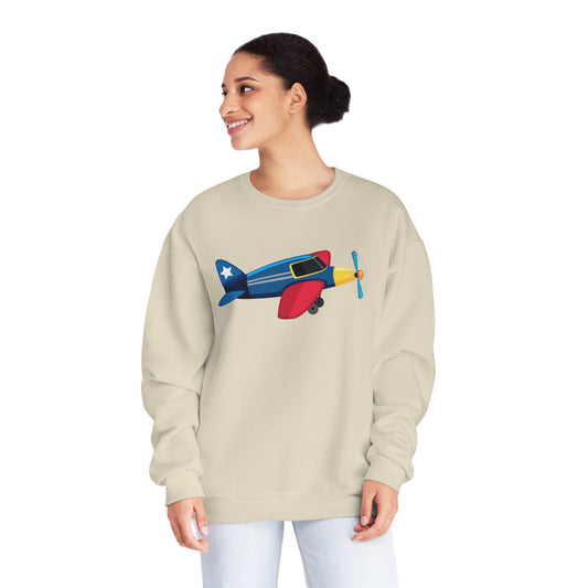 Unisex NuBlend® Crewneck Sweatshirt - Colorful Vintage Airplane Illustration