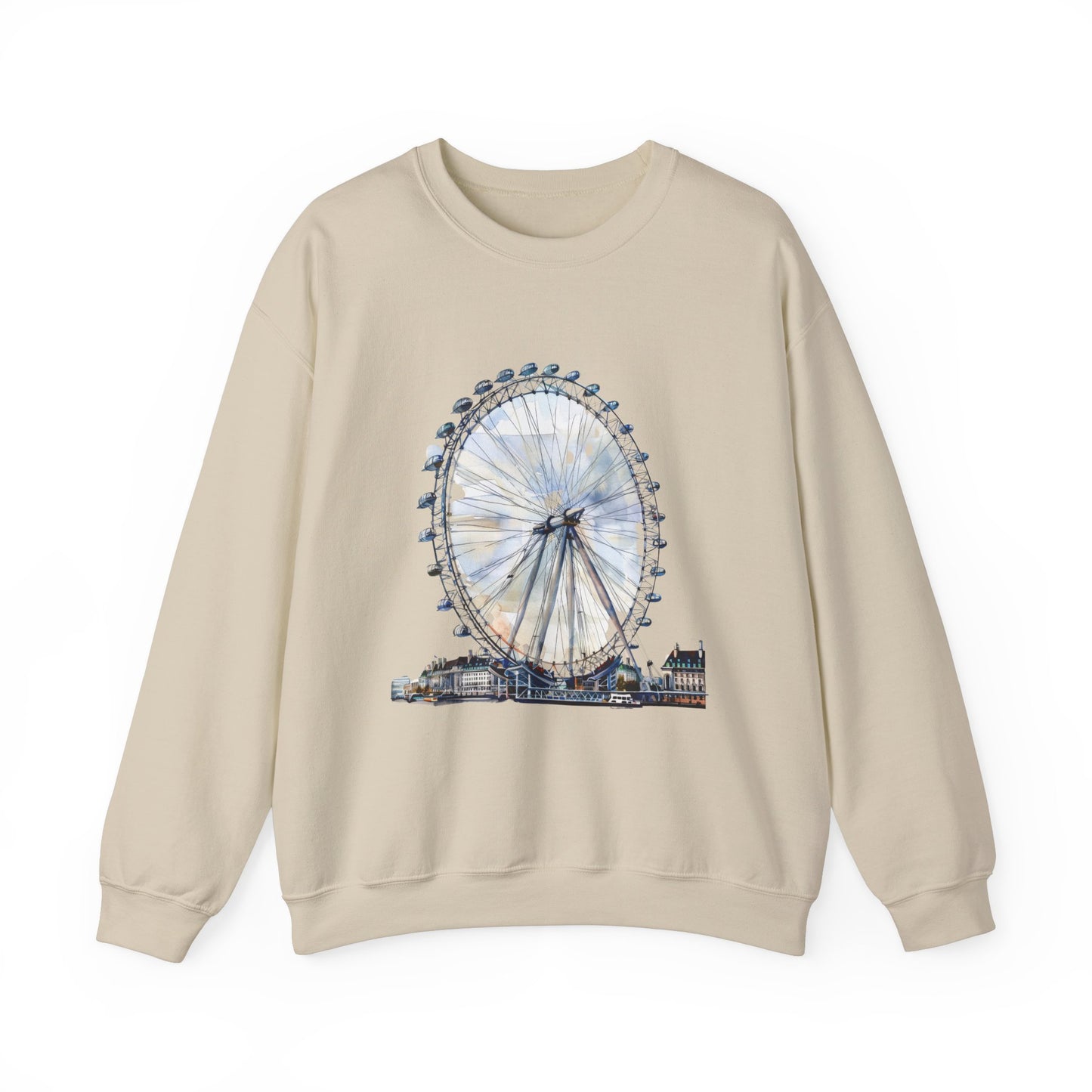 Unisex Heavy Blend™ Crewneck Sweatshirt Relaxed - London Eye Ferris Wheel and Cityscape View