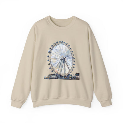 Unisex Heavy Blend™ Crewneck Sweatshirt Relaxed - London Eye Ferris Wheel and Cityscape View