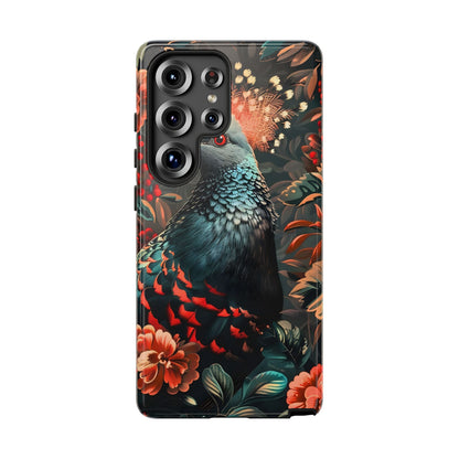Floral Peacock Phone Case, Tough Cases, Artistic Phone Cover, Unique Gift, Nature Lover Accessory, Protective Case