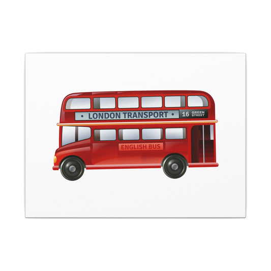 London Bus Canvas Art, Red Double-Decker Wall Decor, Home Office Decoration, Gifts for Travelers, Vintage Transport Print