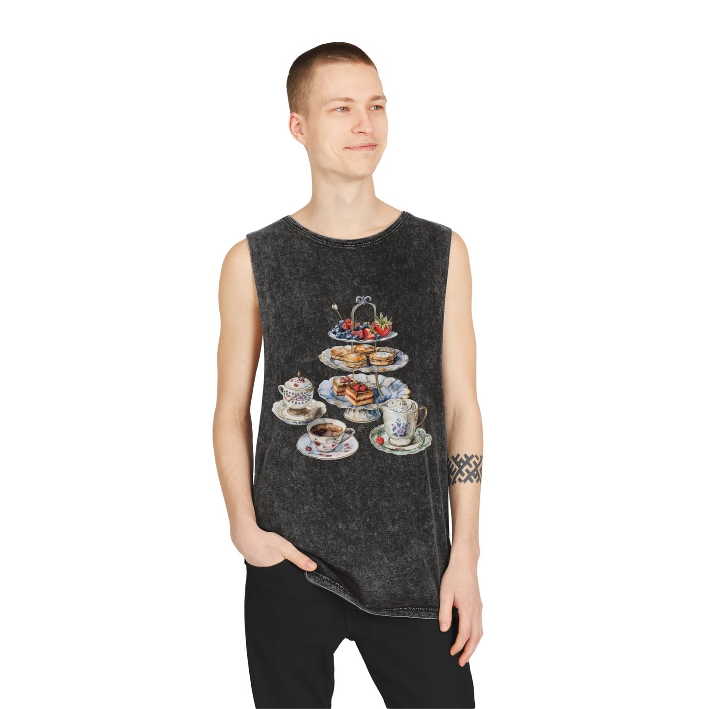 Unisex Stonewash Tank Top - British Food - Savory Classics and Traditional Delights