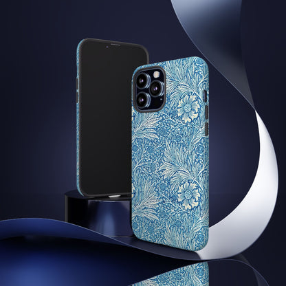 Stylish Phone Case, Tough Floral Phone Cover, Fashionable Tech Accessory, Gift for Her, Blue Flower Design