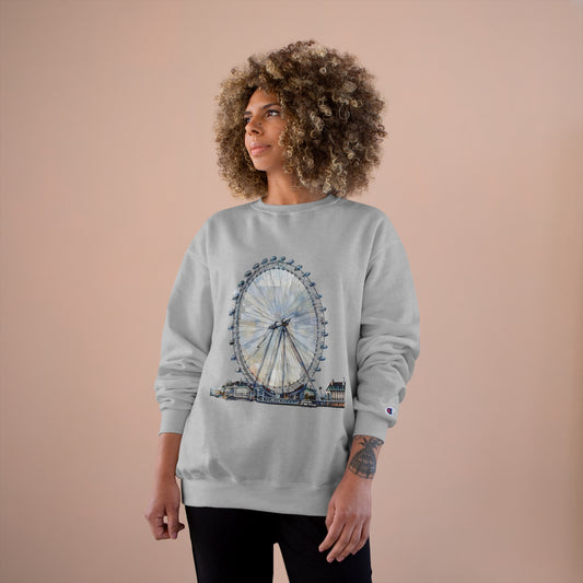 Champion Sweatshirt - London Eye - Iconic Ferris Wheel Watercolor Art