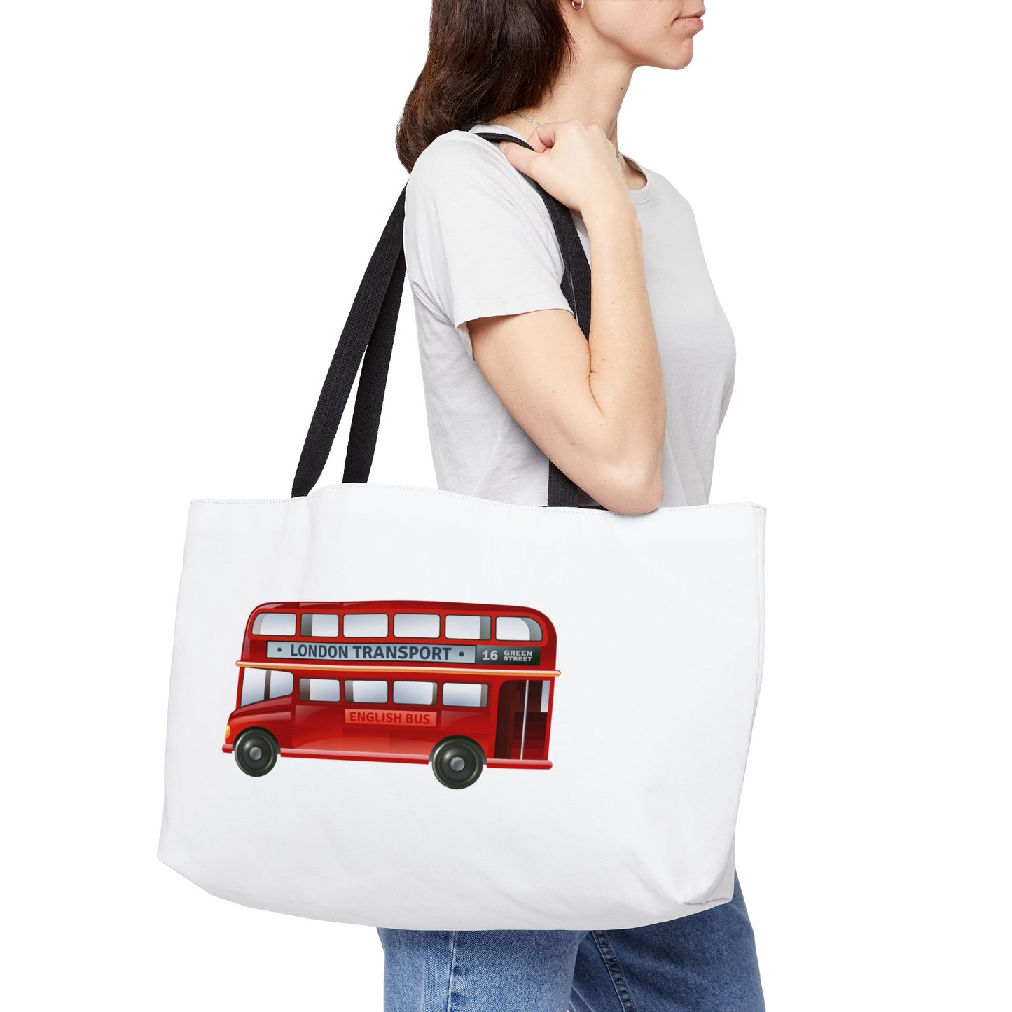 London Bus Weekender Tote Bag, Travel Bag, Beach Tote, Shopping Bag, Gift for Travelers, Summer Essentials