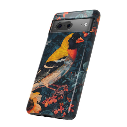 Colorful Bird Phone Case, Floral Phone Cover, Tough Phone Protector, Nature Lover Gift, Botanical Case, Unique Mobile Accessory
