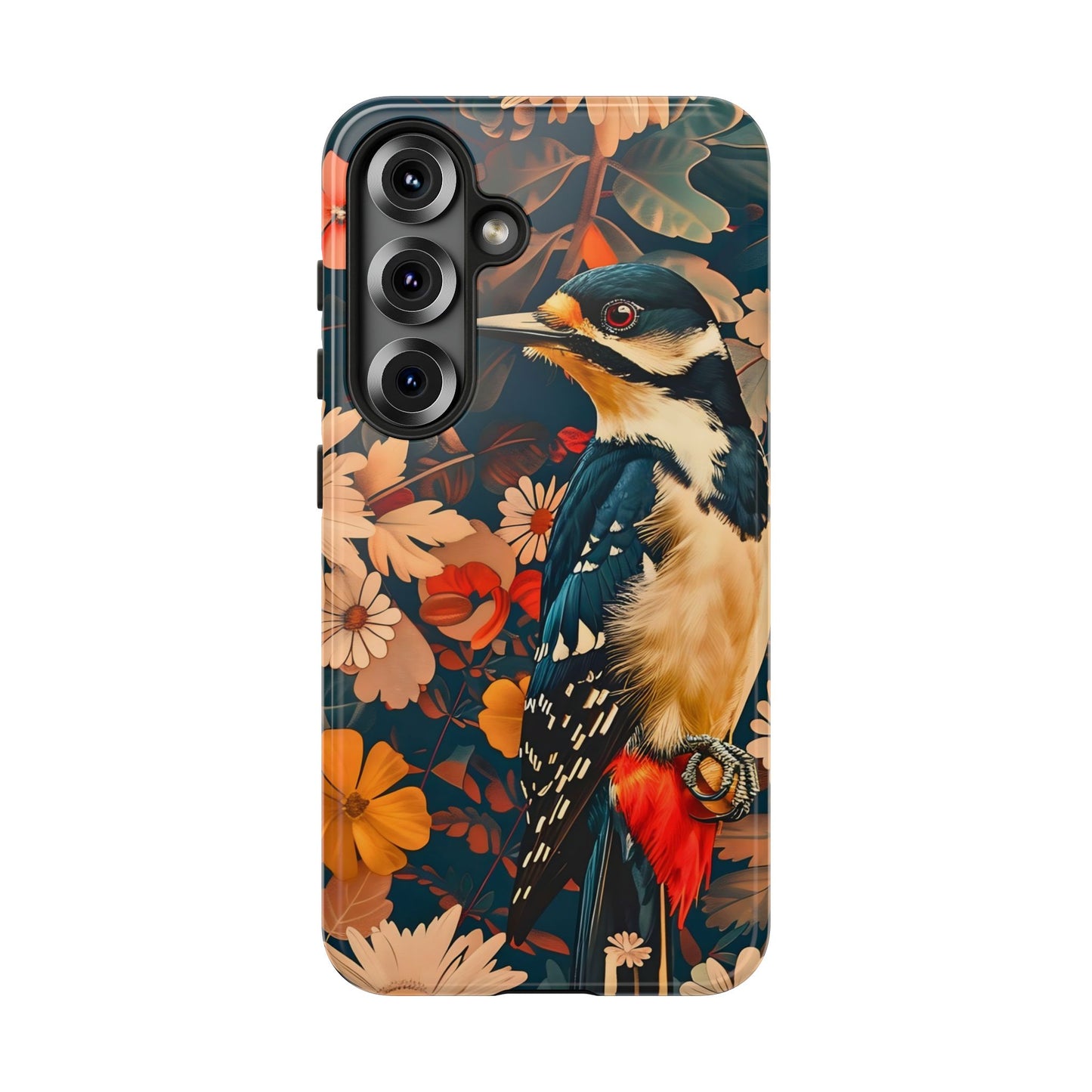 Artistic Bird Phone Case, Unique Tough Cases for Nature Lovers, Floral Design, Cute Gift, Customized Phone Accessories