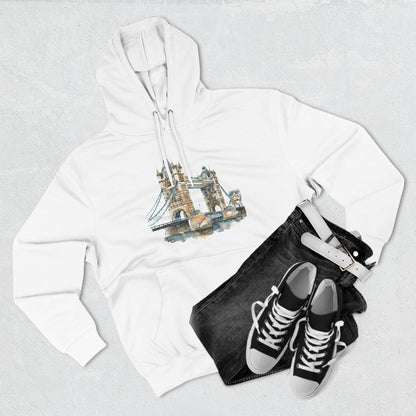 Three-Panel Fleece Hoodie - London Bridge - Iconic Landmark and Historical Beauty