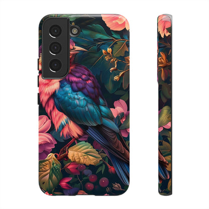 Vibrant Phone Case, Tropical Bird Design, Tough Phone Cover, Floral Tech Accessory, Gift for Nature Lovers