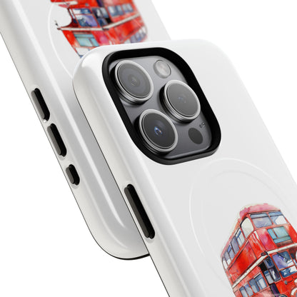 Vintage Double-Decker Bus Phone Case, Tough Magnetic Cases, Unique Mobile Cover, Gifts for Travelers, London-Themed Accessories
