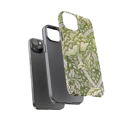 Stylish Phone Case with Floral Design, Durable Protective Cover for iPhone, Unique Gift for Birthdays, Mother's Day, Green Aesthetic