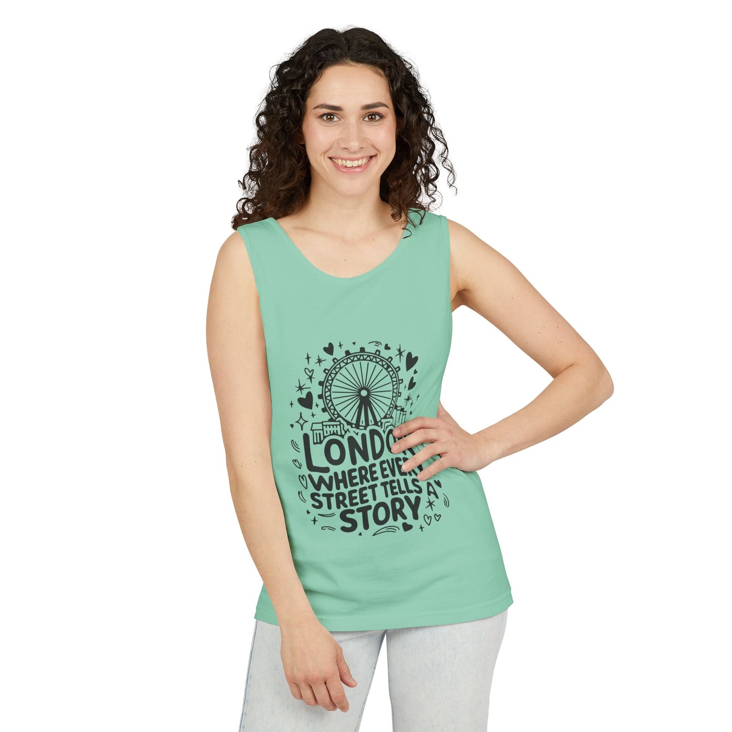 Unisex Garment-Dyed Tank Top - London where every street tells story
