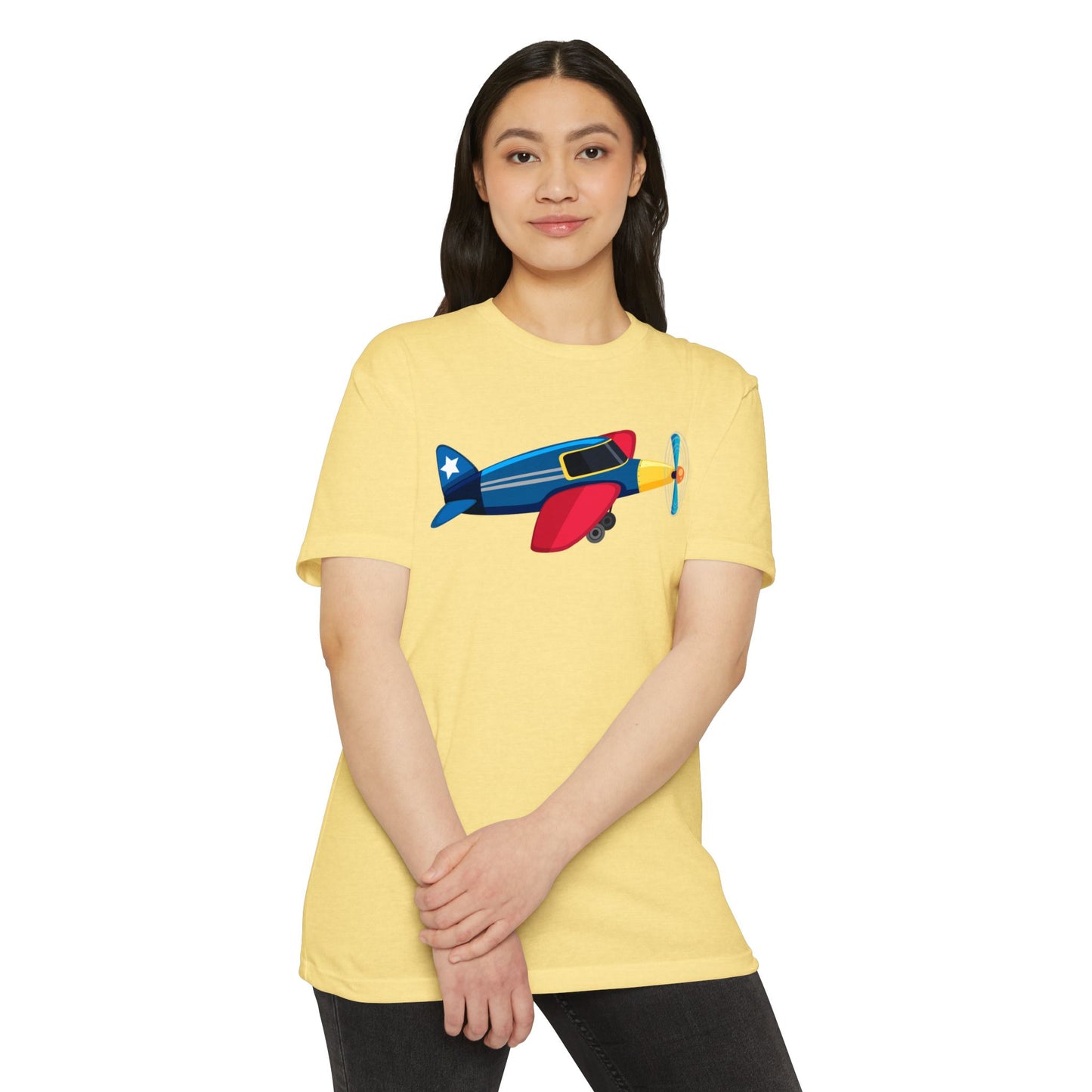 Unisex CVC Jersey T-shirt - Vintage Airplane Illustration - Retro Aviation Design