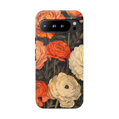 Floral Phone Case with Tough Protection, Blooming Ranunculus Design, Durable Cover, Gift for Flower Lovers, Eco-Friendly Phone Accessory