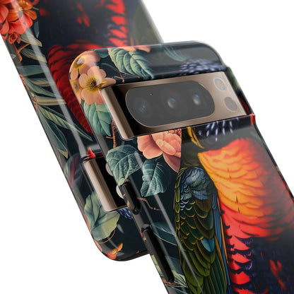 Tropical Parrot Phone Case, Floral Print Protector, Gift for Nature Lovers, Stylish Accessory for Summer, Unique Smartphone Cover
