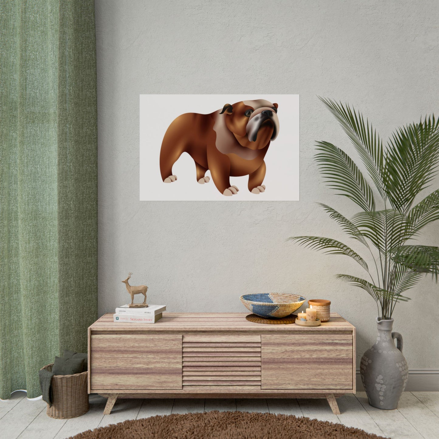 Bulldog Rolled Poster Art | Dog Lover’s Wall Decor | Unique Gift for Pet Owners | Living Room or Office Decor