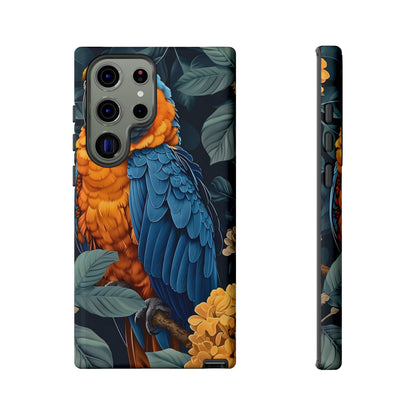 Tropical Parrot Phone Case - Tough Cases, Colorful Phone Cover, Nature Lover Gift, Floral Design, Bird Lover Accessory