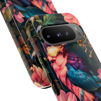 Tough Cases: Vibrant Tropical Bird Phone Case, Floral Smartphone Cover, Nature Lover Gift, Boho Phone Accessory, Cute Bird Case