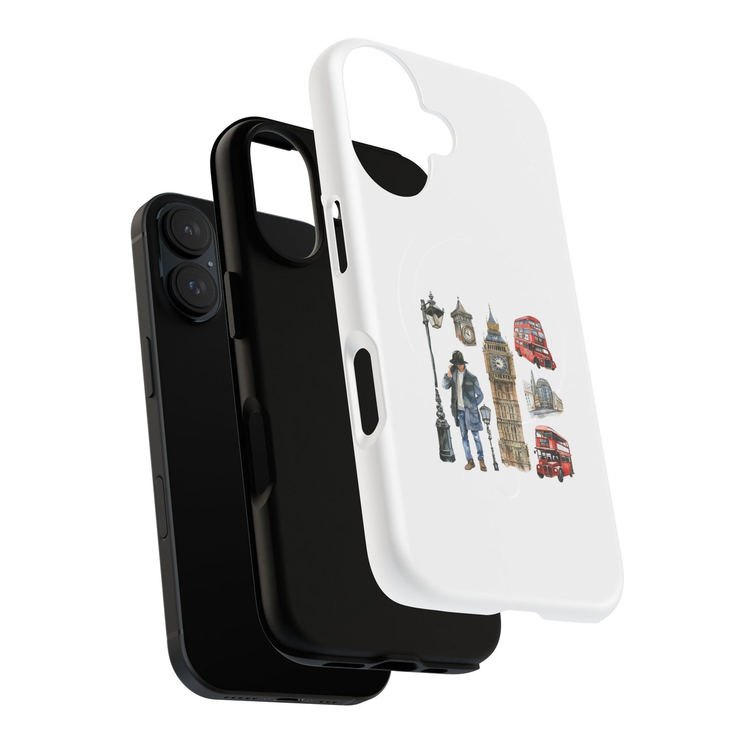 London-Themed Tough Magnetic Phone Case, Durable iPhone Cover, Gift for Travelers, Unique Cell Phone Accessories