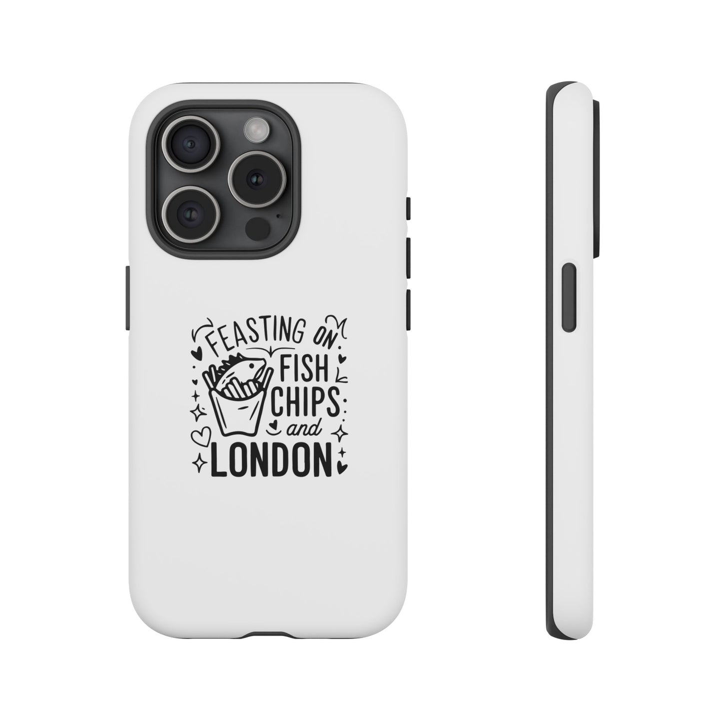 London Fish & Chips Phone Case, Tough Cases with Fun Design for Food Lovers, Unique Gift for Travelers, Cell Phone Accessories