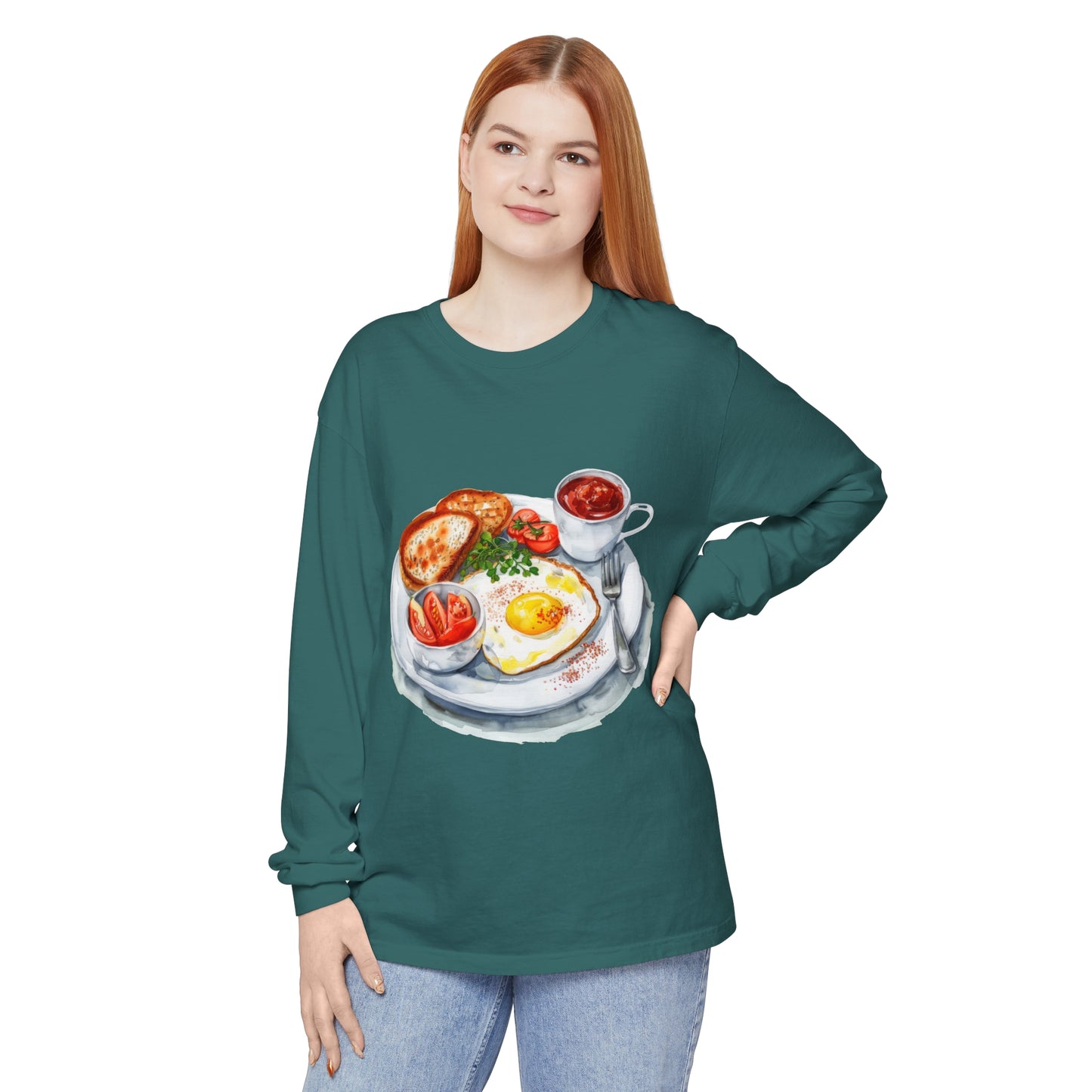 Unisex Garment-dyed Long Sleeve T-Shirt - The Flavors of Britain - Traditional Recipes Reimagined