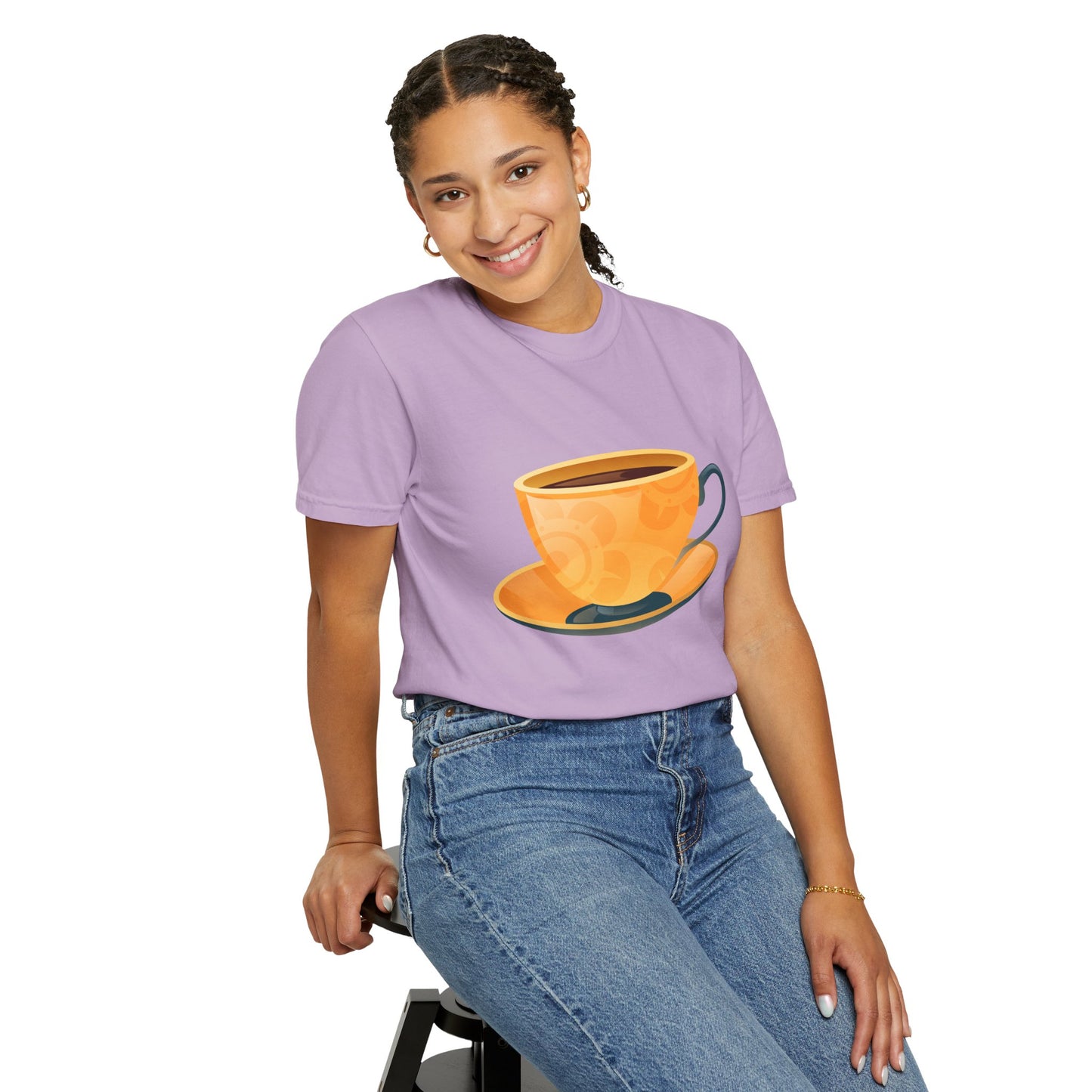 Unisex Garment-Dyed T-shirt - Elegant British Tea Cup - Classic Tea Time Style