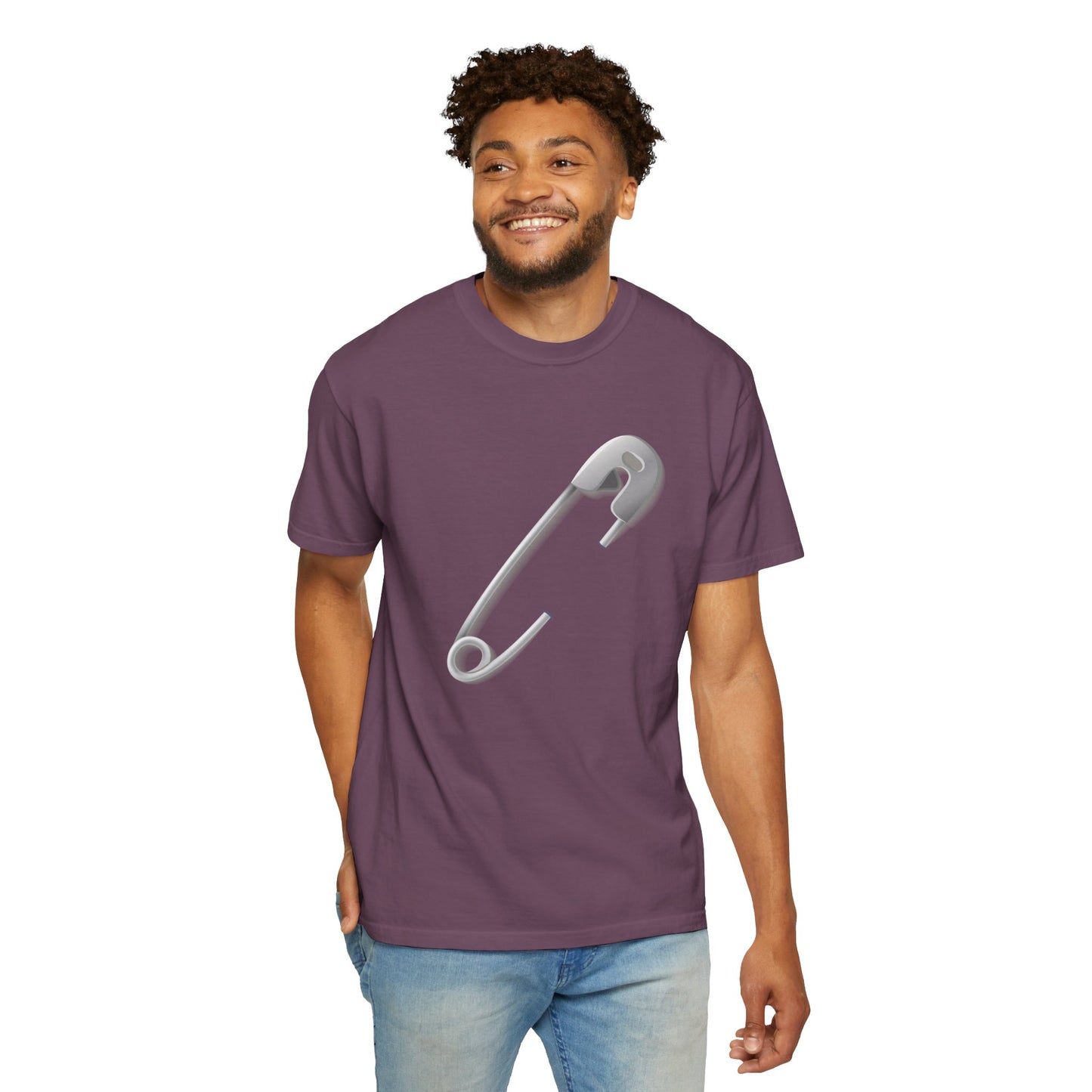 Unisex Garment-Dyed T-shirt - Elegant Minimalist Safety Pin Design