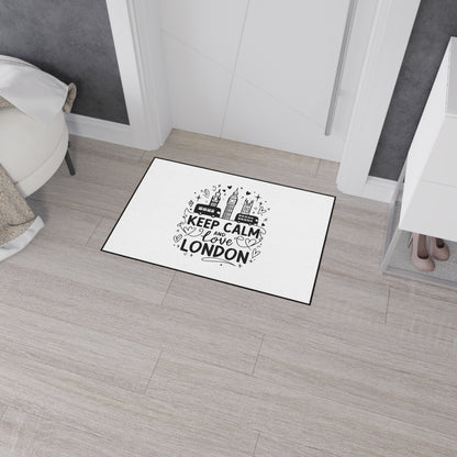 London-Themed Heavy Duty Floor Mat, Keep Calm and Love London Welcome Mat, Home Decor, Floor Fashion, Indoor/Outdoor Rug