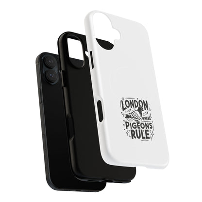 London Pigeon Rule Magnetic Phone Case, Tough Phone Cover, Gift for London Lovers, Unique Phone Accessories, Stylish Protection