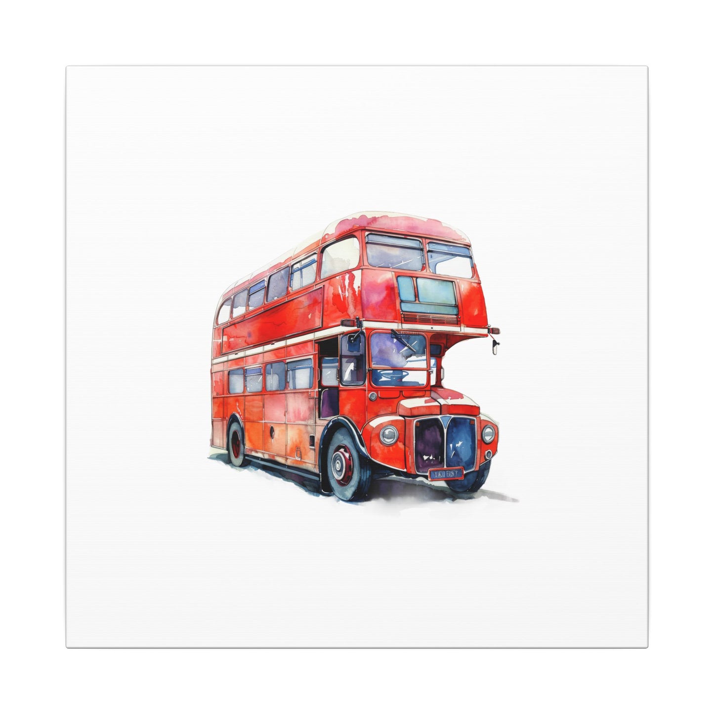 London Red Double-Decker Bus Art Canvas Print, Wall Decor for Travel Lovers, Home Office Gift, Unique Artwork for All Occasions