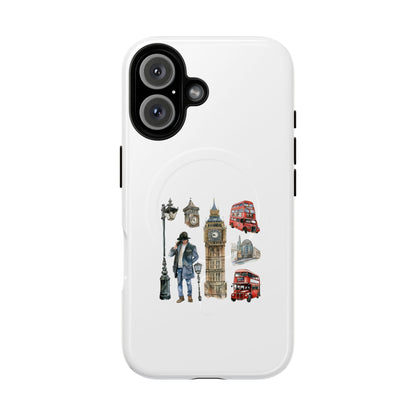 London-Themed Tough Magnetic Phone Case, Durable iPhone Cover, Gift for Travelers, Unique Cell Phone Accessories