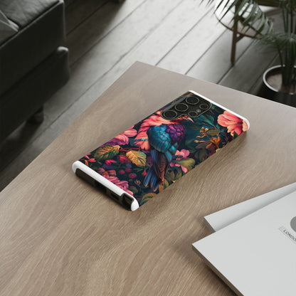 Tough Cases: Vibrant Tropical Bird Phone Case, Floral Smartphone Cover, Nature Lover Gift, Boho Phone Accessory, Cute Bird Case