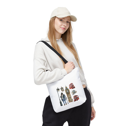 London-Themed Tote Bag, Travel Accessory, Gift for Travelers, AOP Design, Unique Shopping Bag, Stylish Carry-All