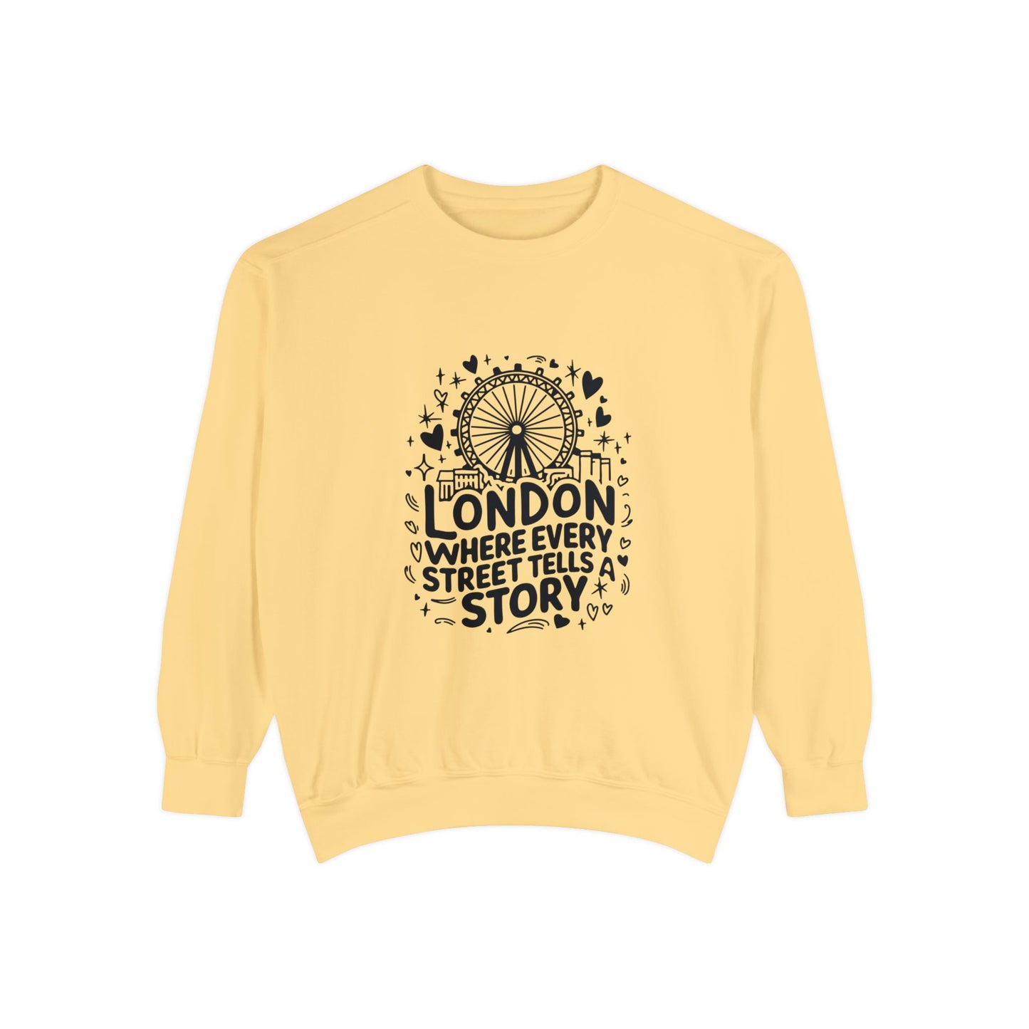 Unisex Garment-Dyed Sweatshirt Lightweight - London's story telling Streets