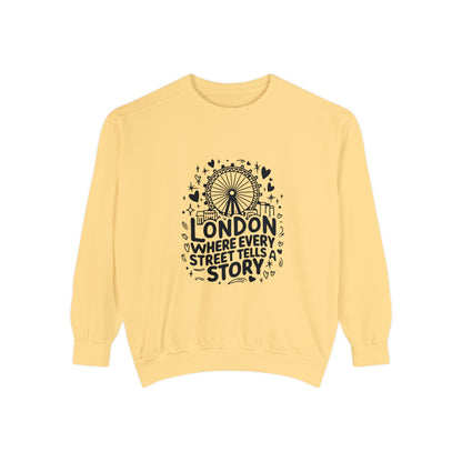 Unisex Garment-Dyed Sweatshirt Lightweight - London's story telling Streets