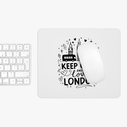Keep Calm and Love London Mouse Pad | UK Gift, Office Decor, Gamer Accessory, Travel Lover Gift, London Souvenir