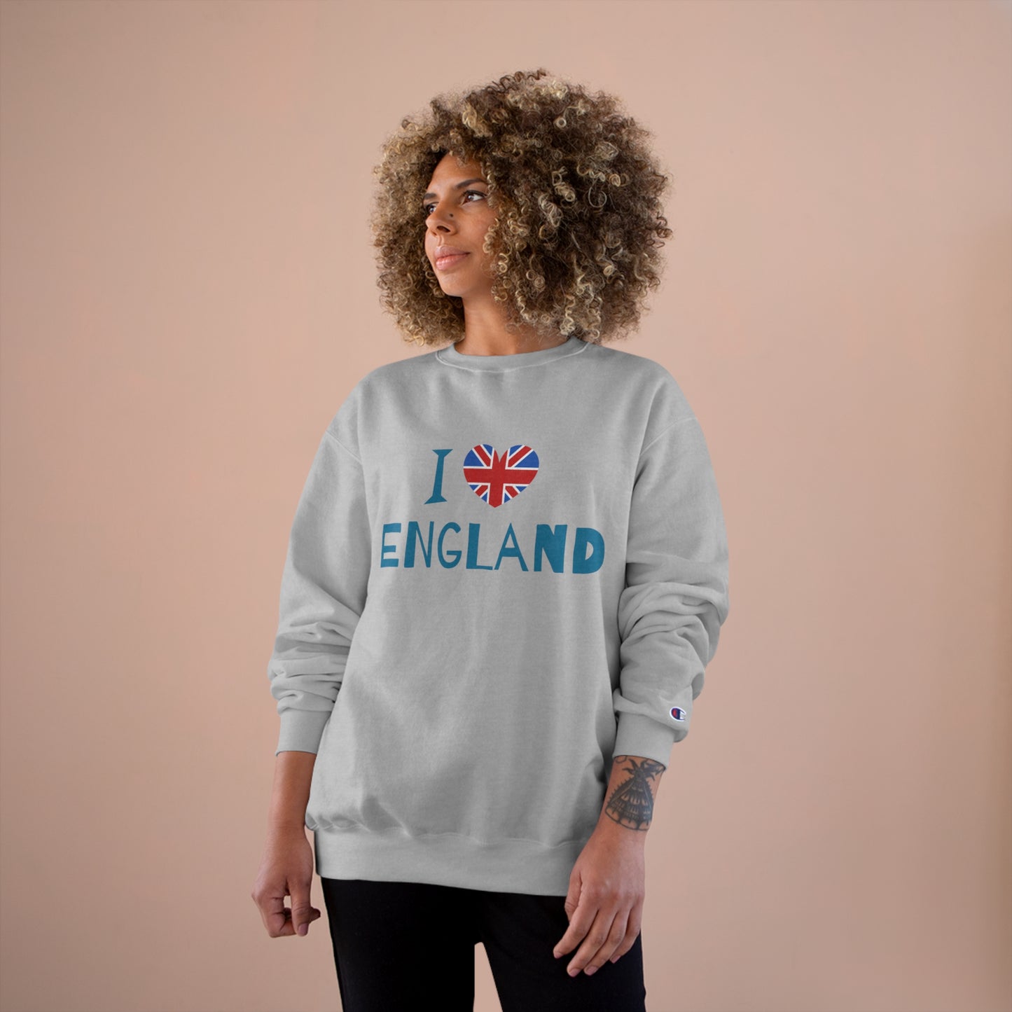 Champion Sweatshirt - I Love England - Union Jack Heart Design