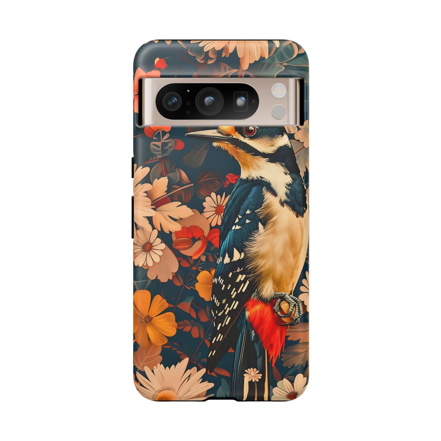 Artistic Bird Phone Case, Unique Tough Cases for Nature Lovers, Floral Design, Cute Gift, Customized Phone Accessories