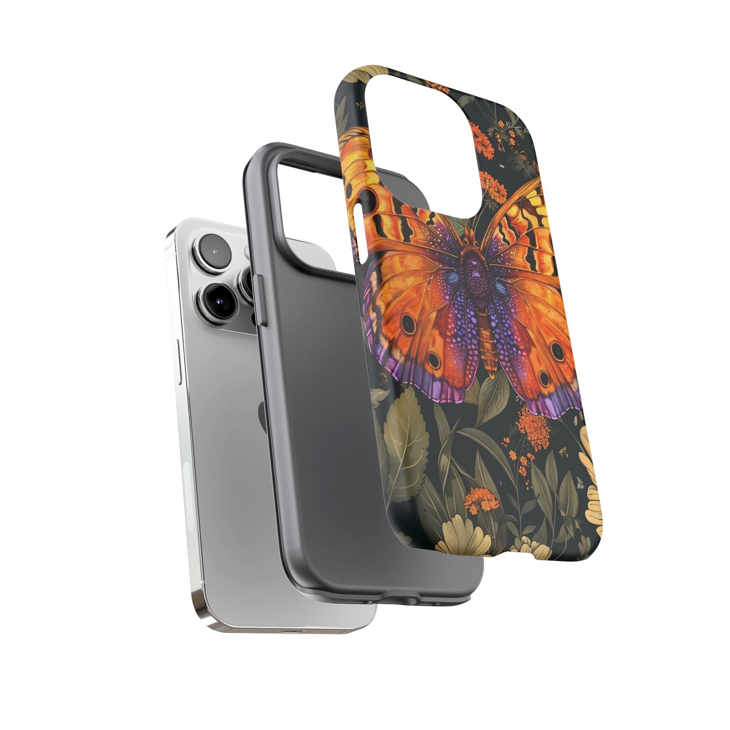 Butterfly Phone Case, Tough Cases for Nature Lovers, Vibrant Floral Design, Gift for Her, Cute Phone Accessories, Butterfly Artwork