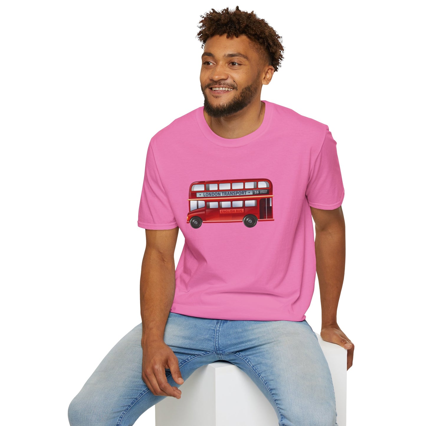 London Transport English Bus - Iconic Red Double-Decker Relaxed Unisex Softstyle T-Shirt