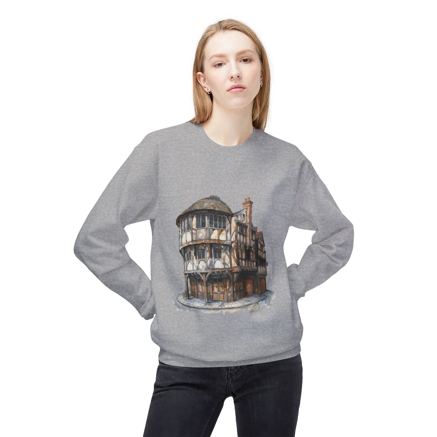 Unisex Midweight Softstyle Fleece Crewneck Sweatshirt - Hearth & Ale - The Cozy British Pub Vibe
