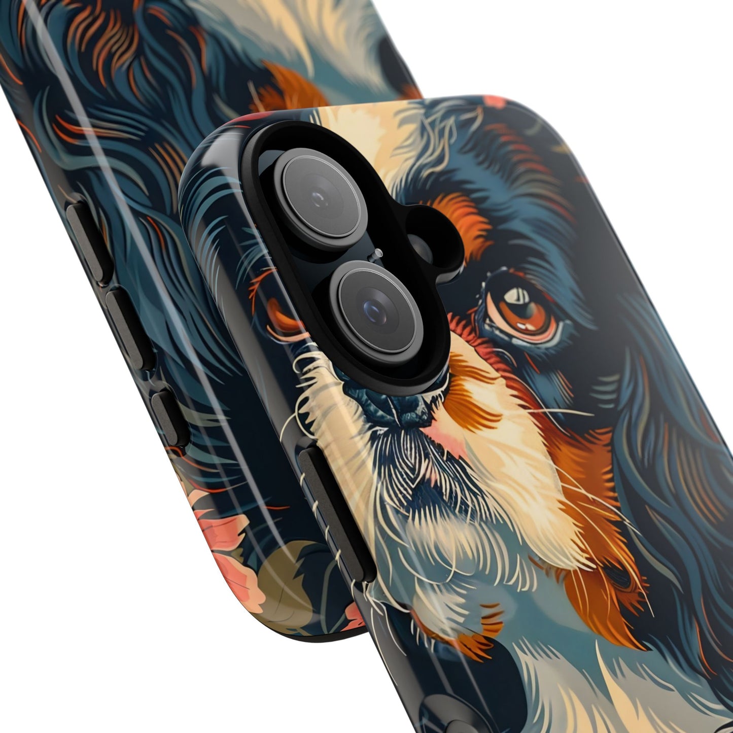 Cavalier King Charles Spaniel Phone Case, Floral Dog Lover Gift, Tough Phone Cover, Pet Owner Accessory, Unique Dog Design