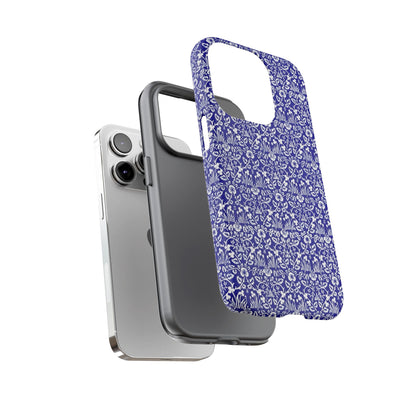 Elegant Floral Phone Case - Tough Cases, Blue Floral Design, Stylish Phone Accessory, Unique Gift, Modern Tech Protection