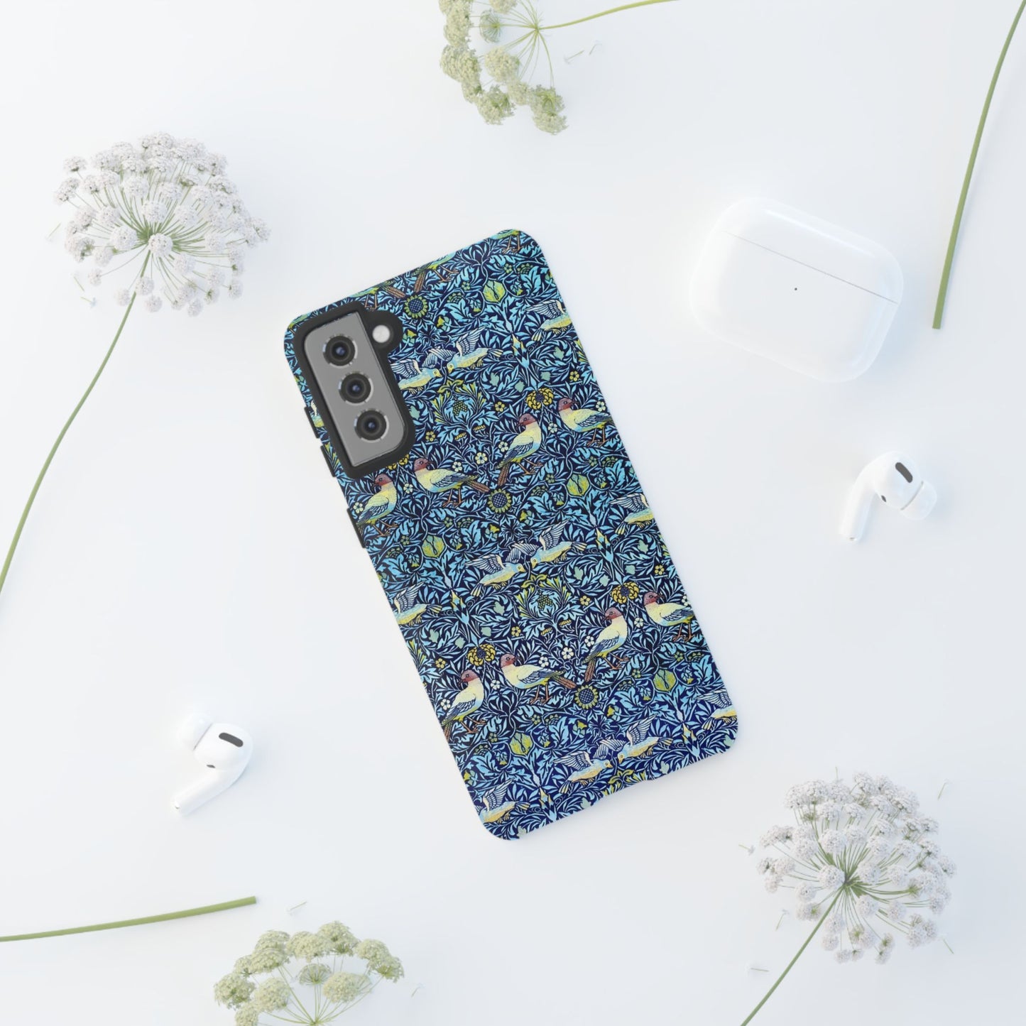Bird and Floral Pattern Phone Case, Tough Cases, Gift for Nature Lovers, Eco-friendly, Custom Phone Accessories, All-Occasion