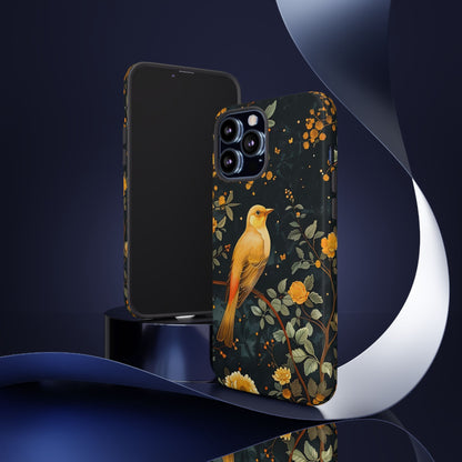 Floral Phone Case, Tough Cases with Bird Design, Nature Lover Gift, Stylish Protection, Birthday Present, Floral Phone Cover