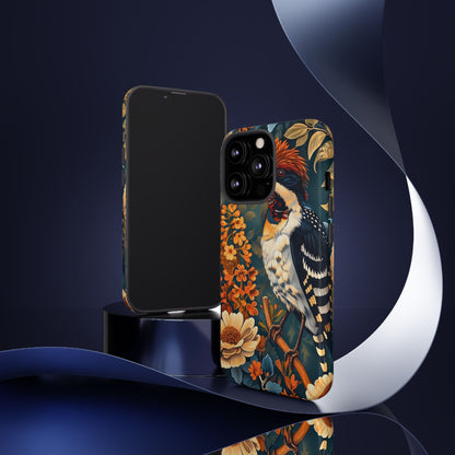 Tough Cases: Floral Bird Phone Case, Vintage Style Cover, Nature Lover Gift, Botanical Design, Spring Inspire Fashion