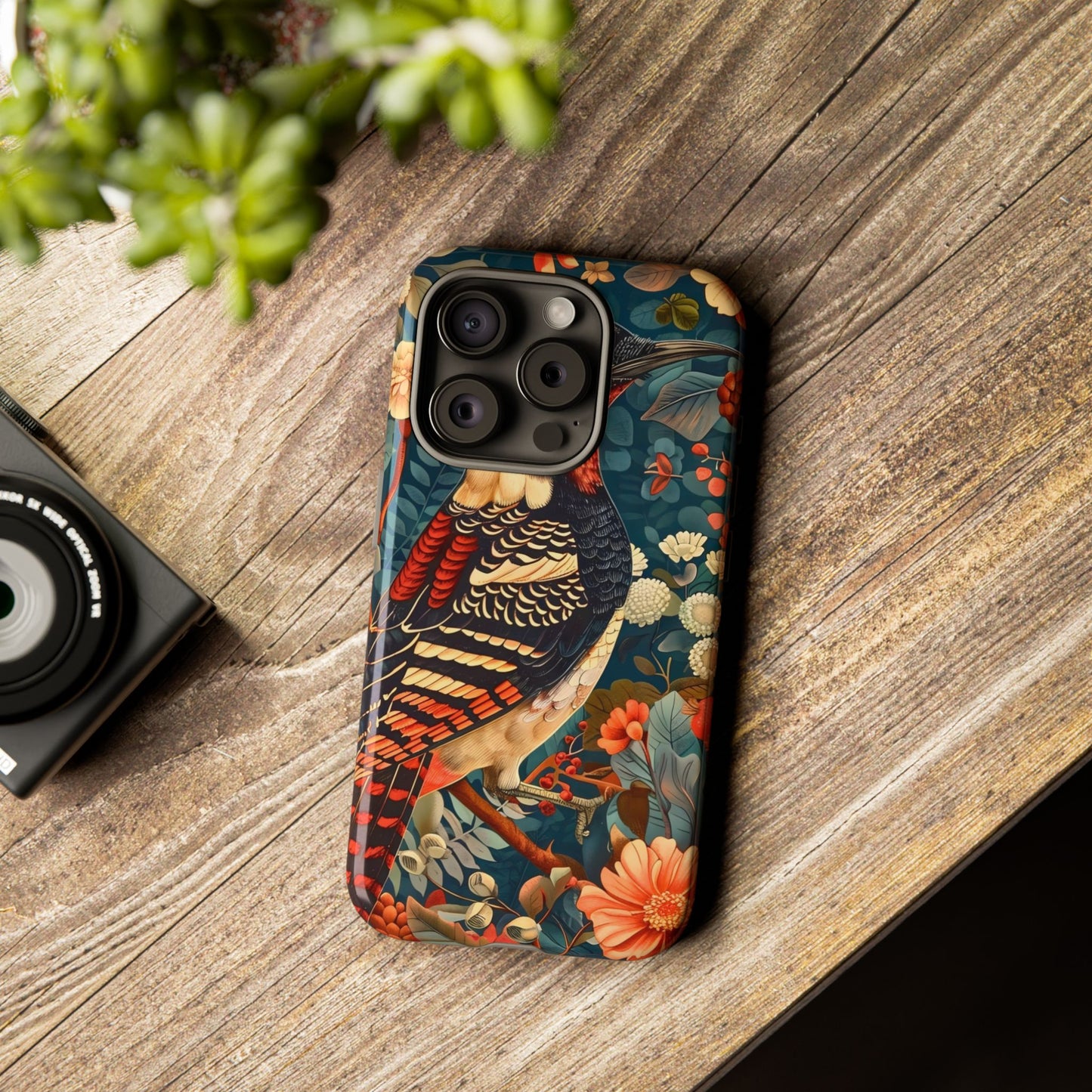 Nature-Inspired Phone Case with Floral Art, Tough Phone Cover, Protective Case, Gift for Nature Lovers, Unique Phone Accessory